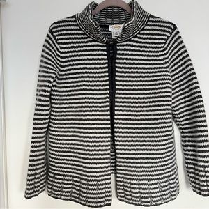 Talbots Black and White Striped Cardigan